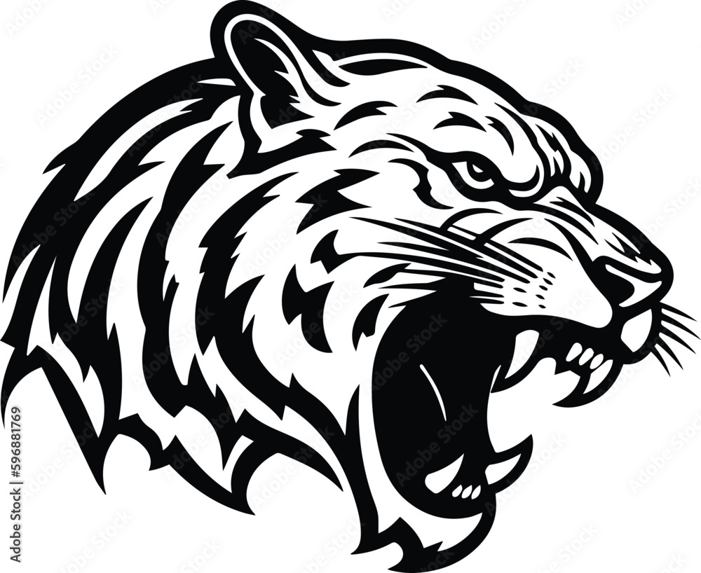 Angry Tiger Logo Monochrome Design Style Stock Vector | Adobe Stock