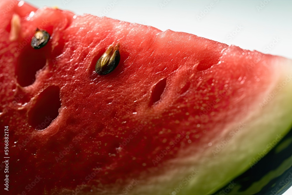 juicy and refreshing slice of watermelon up close. Generative AI juicy and refreshing slice of watermelon up close. Generative AI