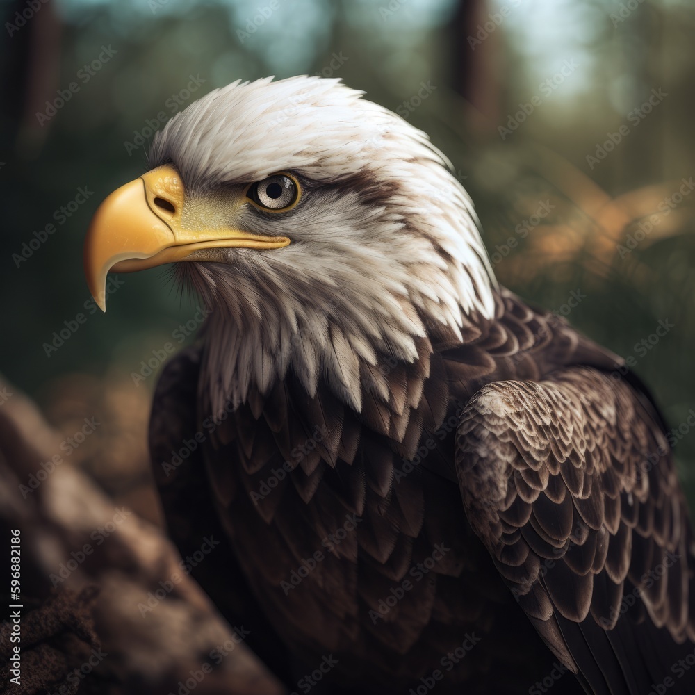 Fototapeta premium A portrait of a bald eagle. Generative AI. 