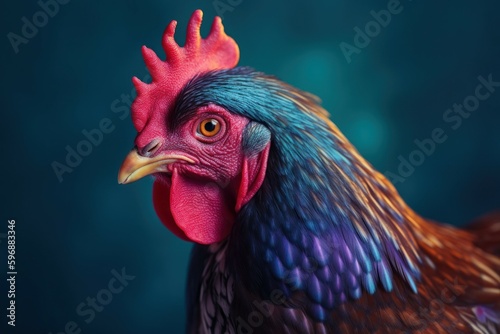 Wallpaper Mural Close-up portrait of a beautiful rooster. AI generated, human enhanced Torontodigital.ca