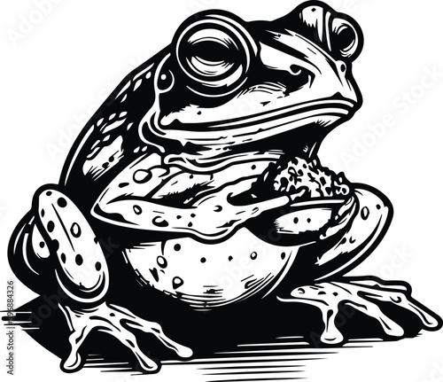 Frog Logo Monochrome Design Style

