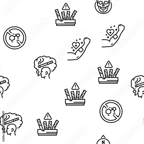 nicotine cigarette tobacco smoke vector seamless pattern
