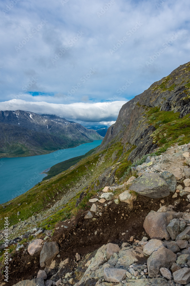 Beautiful landscape of Jotunheimen National Park from the Besseggen  Ridge, Norway