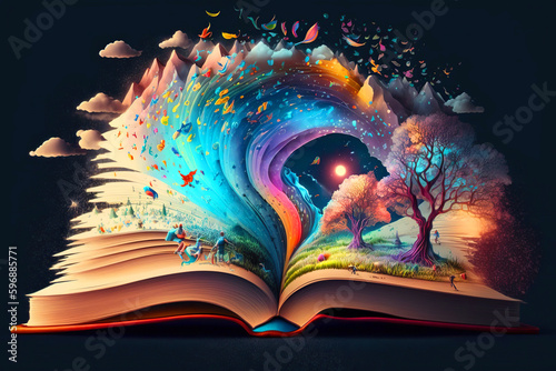 Literature fills the minds of readers with imagination and creativity. Ai generated. photo