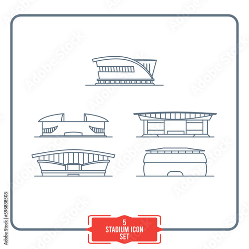 Set of stadium icons Front view outline style Vector