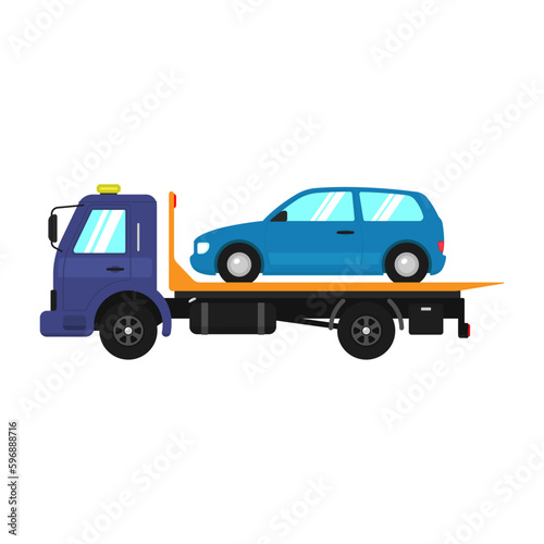 Tow truck icon. Color silhouette. Side view. Vector simple flat graphic illustration. Isolated object on a white background. Isolate.