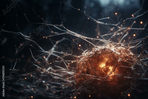 Brain cells transmitting information through network connections. Generative AI