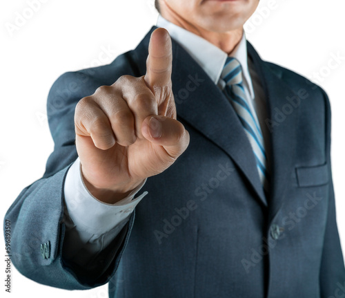 Businessman Finger Pressing an Imaginary Button