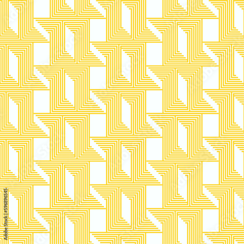 Seamless abstract geometric pattern with lines in yellow color for fabric, background, surface design, packaging Vector illustration 