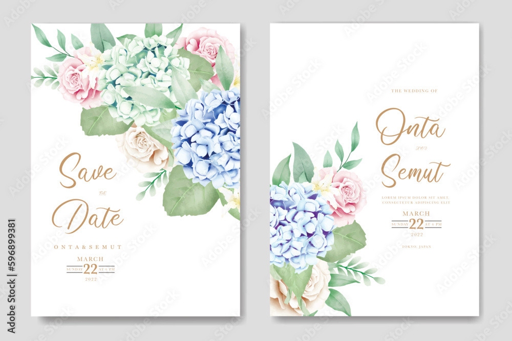 Elegant floral hydrangea wedding invitation card