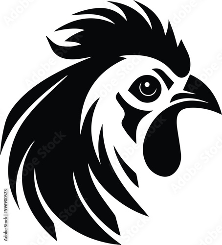 Chicken Logo Monochrome Design Style 