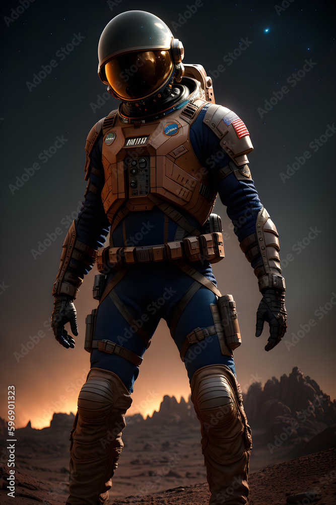 Illustration of astronaut on alien planet. Illustration of astronaut on alien planet.