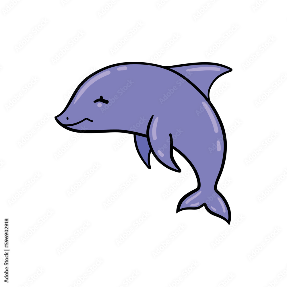 Vector illustration of a cute happy dolphin for design element Vector illustration of a cute happy dolphin for design element