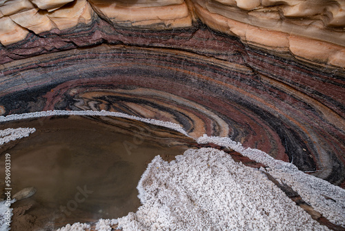 Layers of Salt in a Cave in Jashak Salt Dome, Bushehr, Iran photo