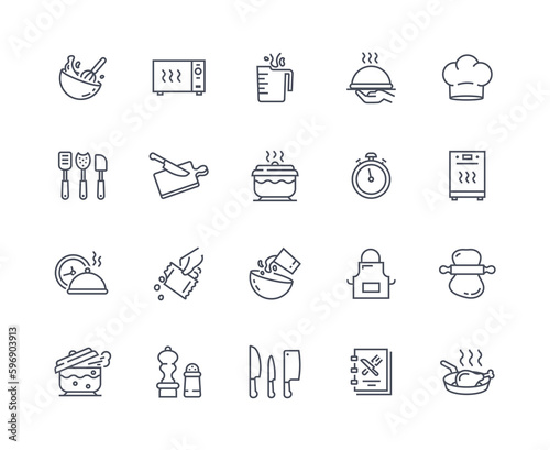 Cooking icons line set