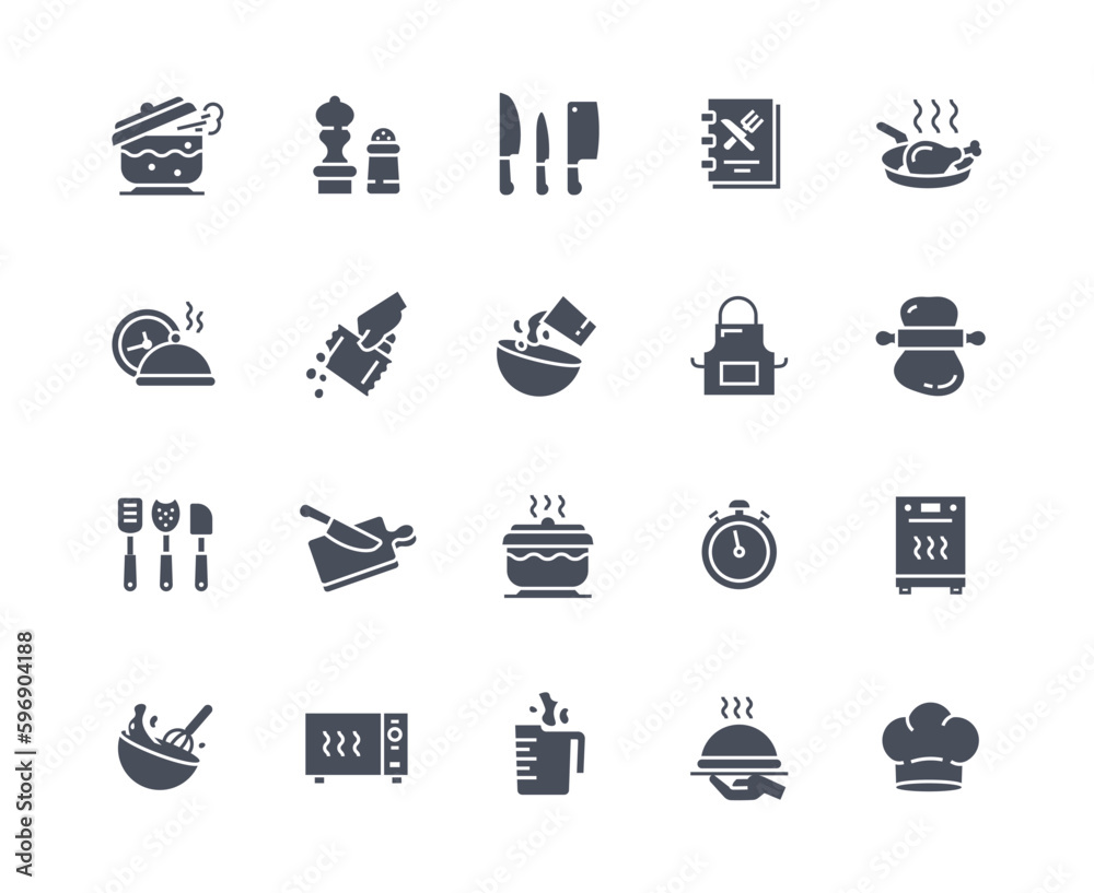 Cooking icons black set - obrazy, fototapety, plakaty 