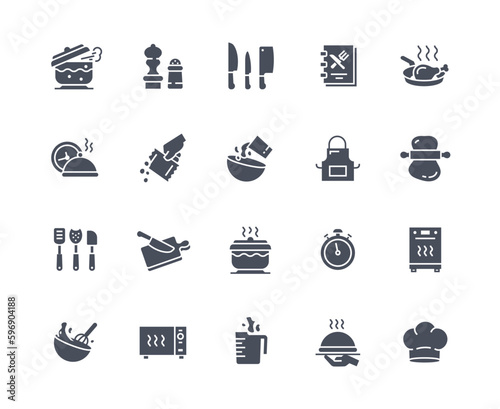 Cooking icons black set
