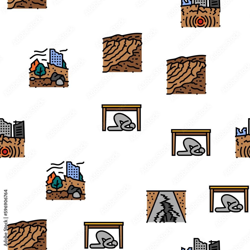 volcano lava eruption nature vector seamless pattern