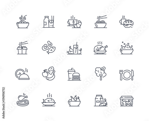 Meal icons outline set