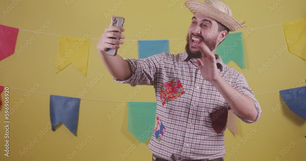 brazilian man dressed in festa junina clothes, festa de são joão, stingray, protocol scenes.