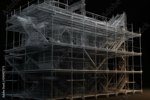 Illustration of scaffold outline in 3D. Generative AI