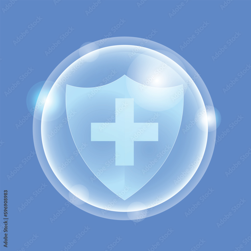 Obraz premium Medical protextion shield against viruses or bacteria, vector ilustration