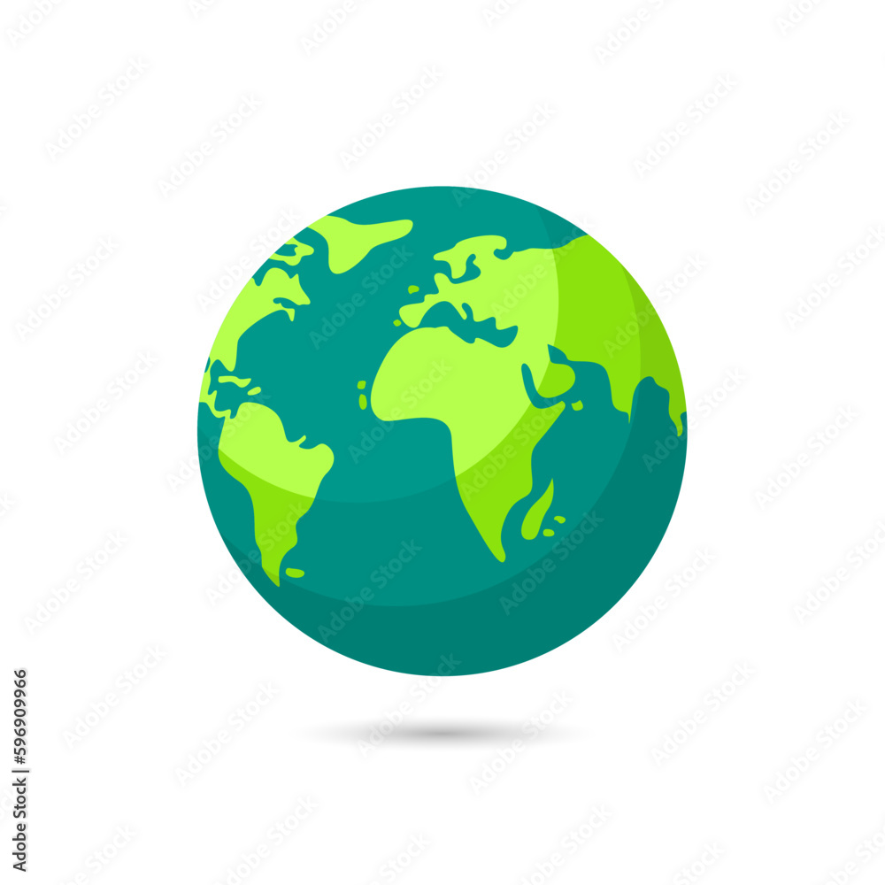 Planet earth or world globe with oceans and water flat vector