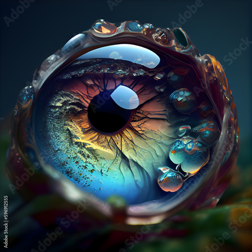 Eye of Providence in space. Fantasy fractal image. 3D rendering