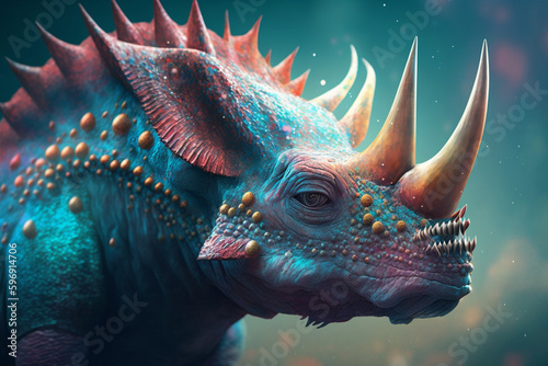 Generative AI a colorful triceratops.