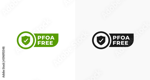 PFOA Free Label or PFOA Free Icon Vector Isolated in Flat Style. Best PFOA Free Label vector for product packaging design element. Simple PFOA Free Icon for packaging design element.