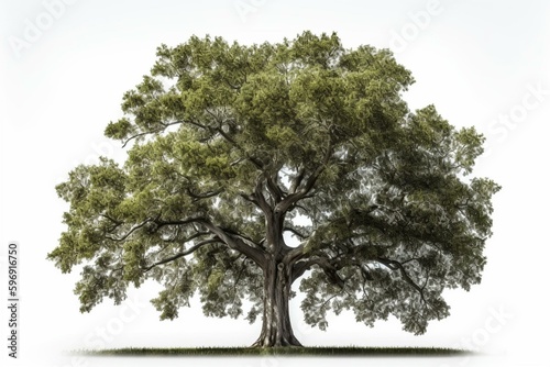 Single American elm tree on white background. Generative AI