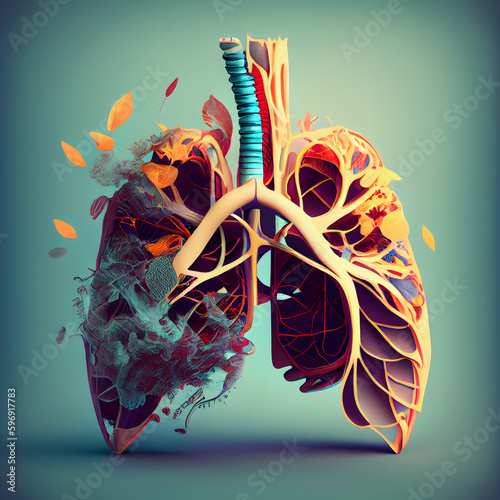Papier peint Human lungs anatomy, 3d render. Health care and medical concept
