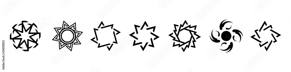 Abstract stars icons and logos for design. Vector isolated on white background. Abstract stars icons and logos for design. Vector isolated on white background.