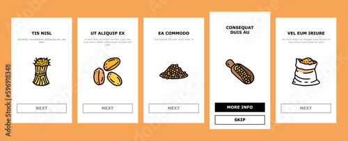 wheat grain bread harvest onboarding icons set vector