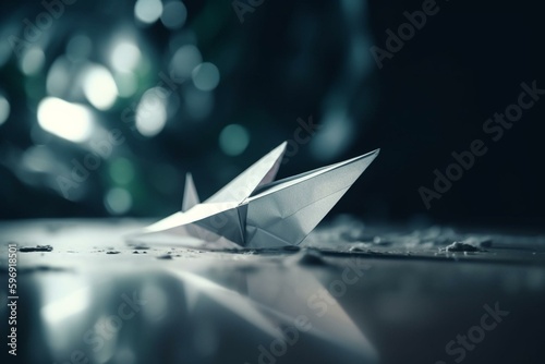 New ideas: paper plane in 3D paper art style. Creativity in business concept. Generative AI