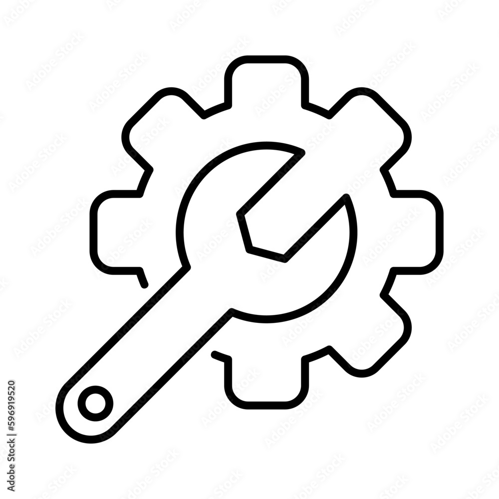 Fototapeta premium setting gear maintenance automation outline icon vector illustration