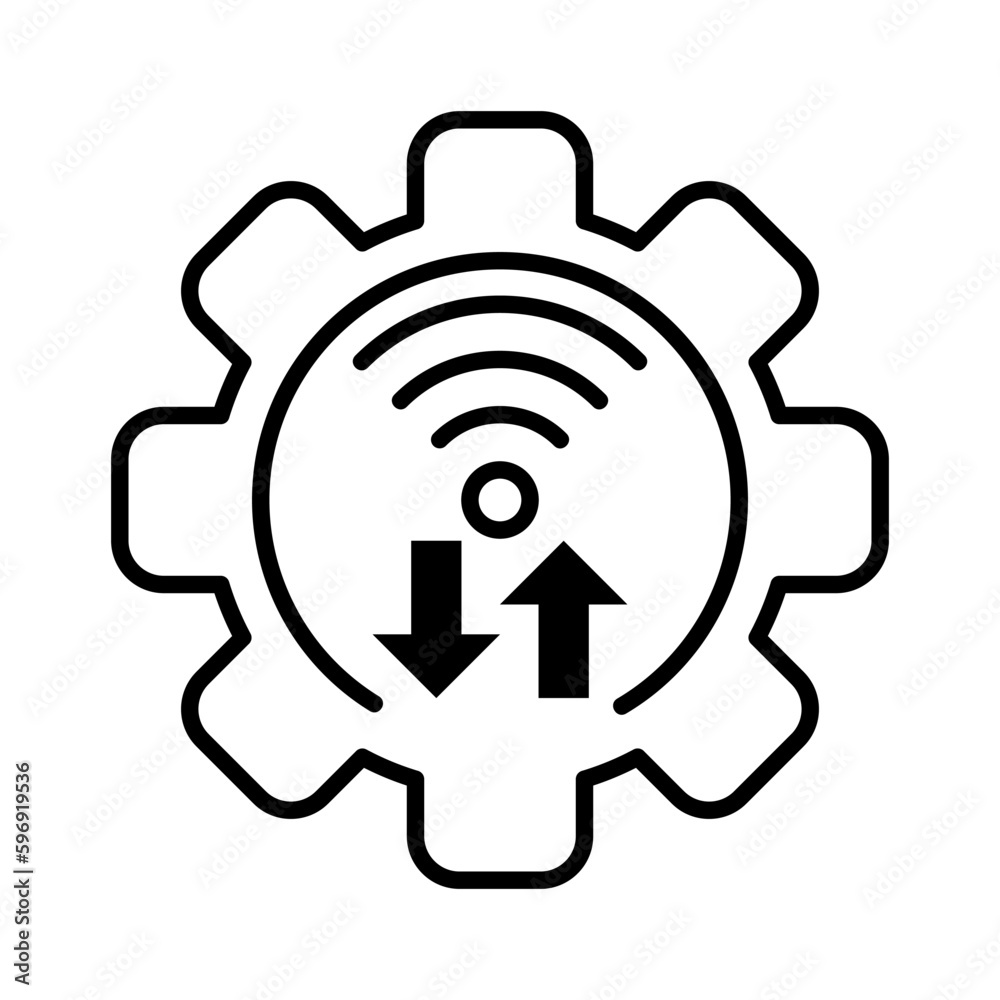internet wifi data gear automation outline icon vector illustration internet wifi data gear automation outline icon vector illustration