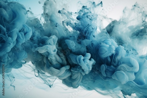 Watercolor texture background with blue, cloud-like swirls. Generative AI