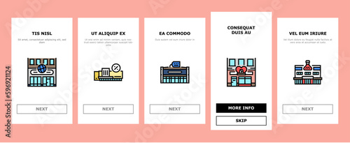 store shop retail web cart onboarding icons set vector