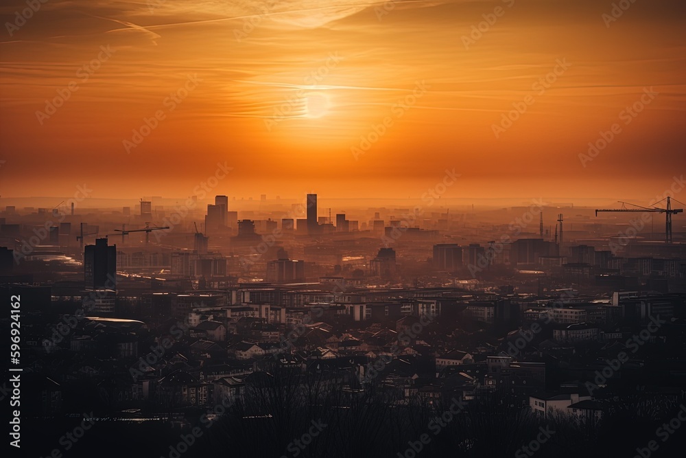 A stunning photograph capturing the stunning beauty of the city skyline at sunset
