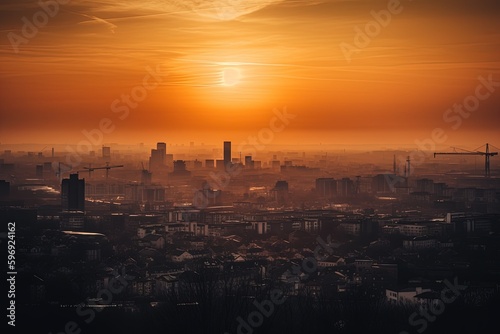 A stunning photograph capturing the stunning beauty of the city skyline at sunset © Dejan