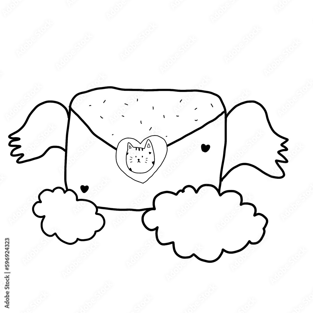 doodle bubble with cloud cat with heart cartoon element cute png doodle bubble with cloud cat with heart cartoon element cute png