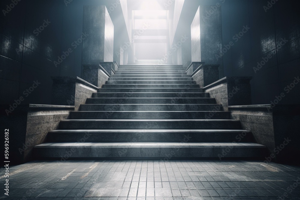 3D render of stair steps representing progress, growth, achievement and success. Generative AI