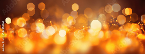 orange and yellow bokeh brightening background, light brown and gold. Generative AI. 