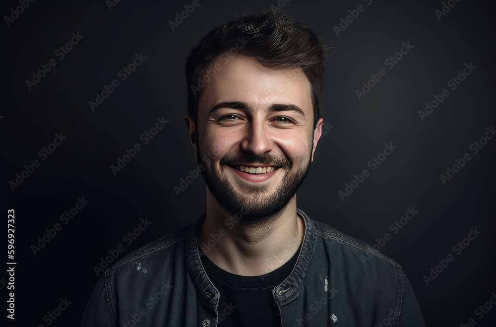 A man standing against a grey background, studio lighting style