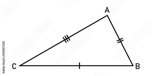 Scalene triangle shape in geometry. Mathematics resources for teachers. Vector illustration isolated on white background.