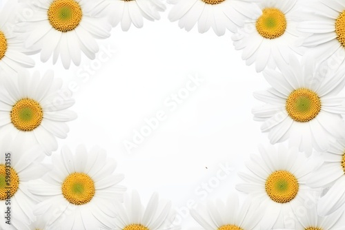 bouquet of white and yellow flowers against a plain white background. Generative AI © 2rogan