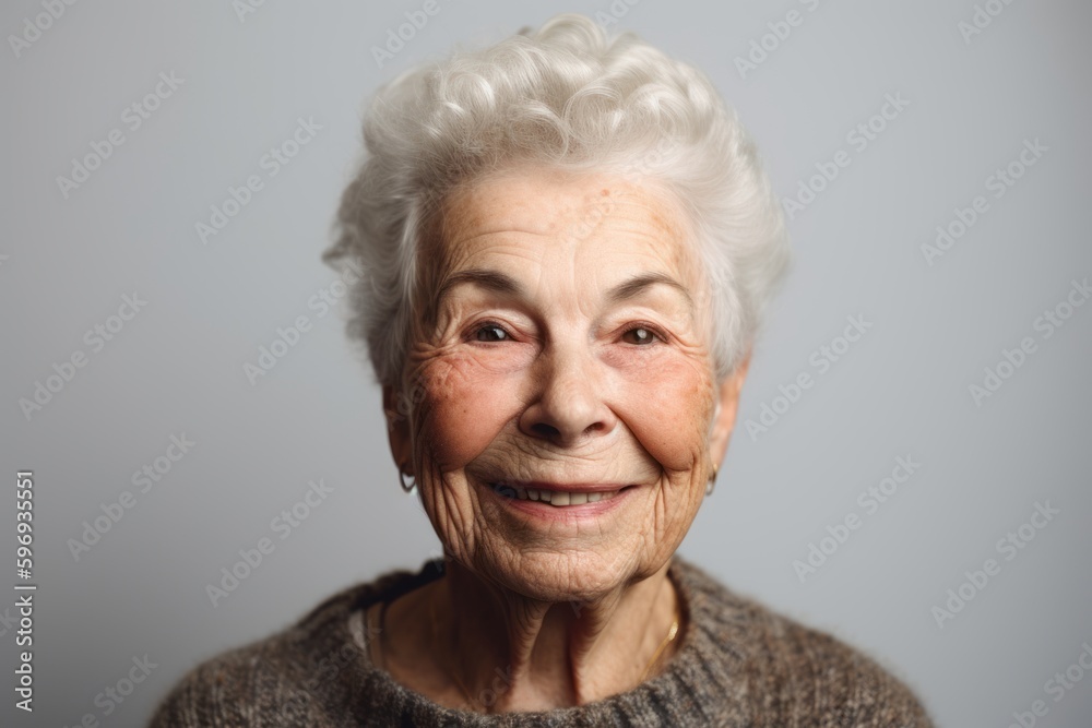 Portrait of a smiling senior woman. Isolated on grey background. Portrait of a smiling senior woman. Isolated on grey background.