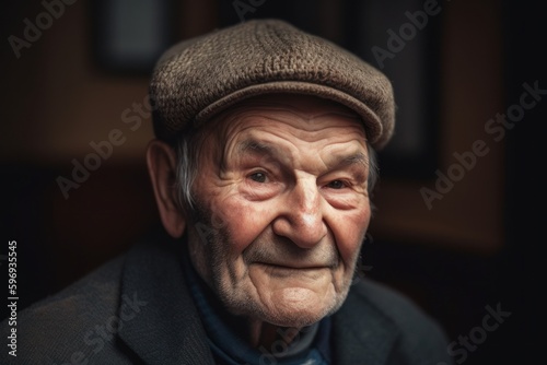 Portrait of an elderly man in a cap. Selective focus.