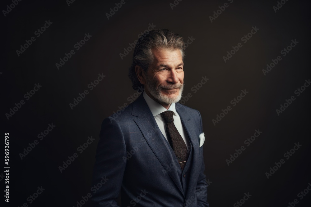 Portrait of a handsome senior man in suit on dark background. Portrait of a handsome senior man in suit on dark background.